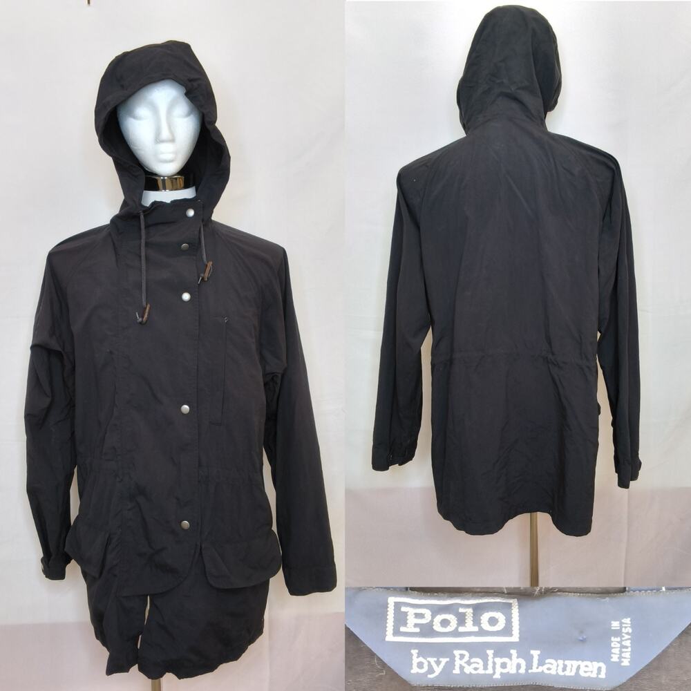 Polo Ralph Lauren Windbreaker Jacker Men's M Black Vintage